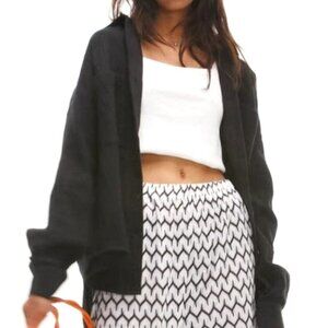 Topshop Black Cotton Gauze Oversized Button Down Shirt Size 6 / Medium